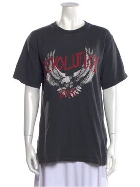 Anine Bing “Revolution” Graphic Tee – Washed Grey – Size S